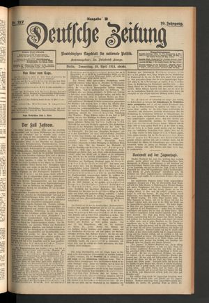 Deutsche Zeitung vom 30.04.1914