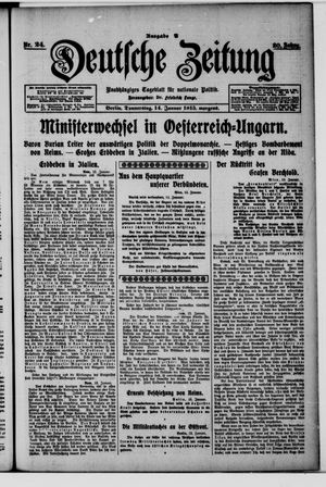 Deutsche Zeitung on Jan 14, 1915