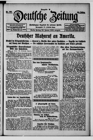 Deutsche Zeitung on Jan 22, 1915