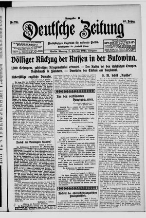 Deutsche Zeitung on Feb 8, 1915