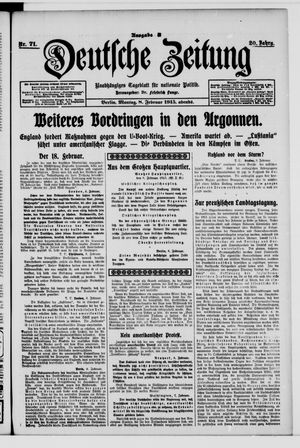 Deutsche Zeitung vom 08.02.1915