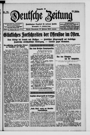 Deutsche Zeitung on Feb 13, 1915