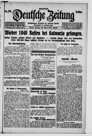 Deutsche Zeitung on Apr 16, 1915