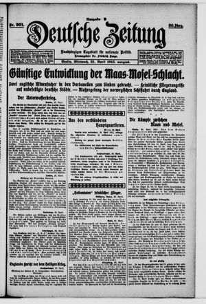 Deutsche Zeitung on Apr 21, 1915