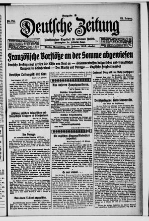 Deutsche Zeitung on Feb 10, 1916