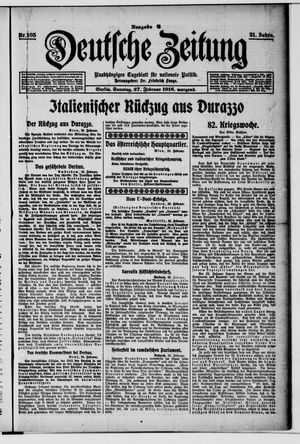 Deutsche Zeitung on Feb 27, 1916
