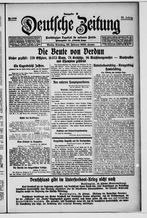 Deutsche Zeitung on Feb 29, 1916