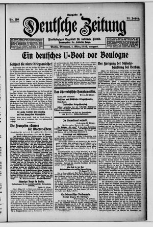 Deutsche Zeitung on Mar 1, 1916