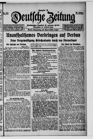 Deutsche Zeitung on Apr 13, 1916