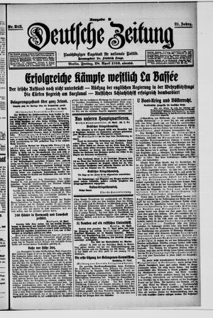 Deutsche Zeitung on Apr 28, 1916