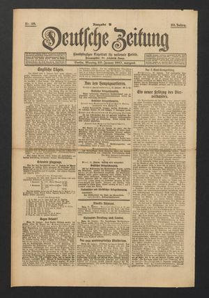 Deutsche Zeitung on Jan 22, 1917