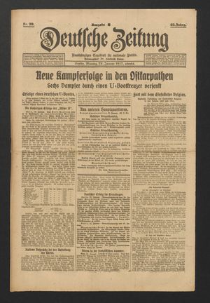 Deutsche Zeitung on Jan 22, 1917