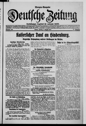 Deutsche Zeitung on Aug 3, 1917