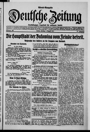 Deutsche Zeitung on Aug 3, 1917