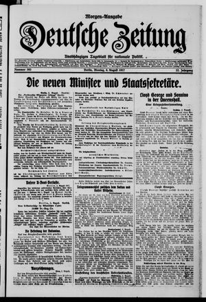 Deutsche Zeitung on Aug 6, 1917