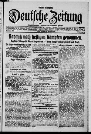 Deutsche Zeitung on Aug 6, 1917