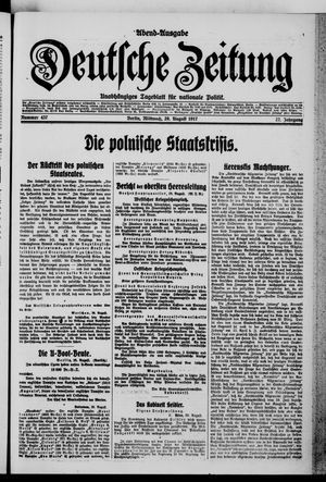 Deutsche Zeitung on Aug 29, 1917
