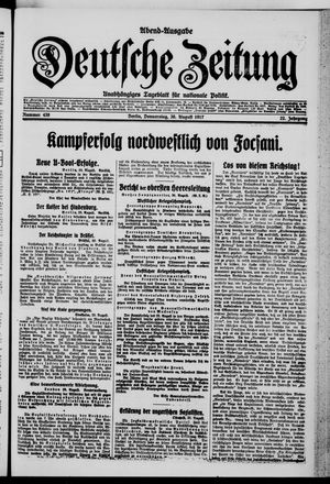 Deutsche Zeitung on Aug 30, 1917