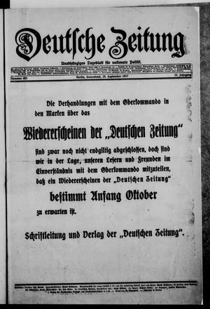 Deutsche Zeitung on Sep 29, 1917