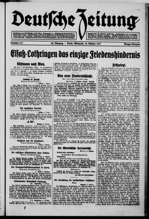 Deutsche Zeitung on Oct 10, 1917