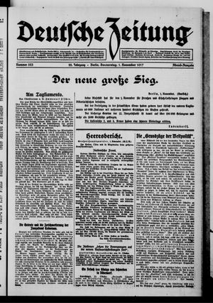 Deutsche Zeitung on Nov 1, 1917