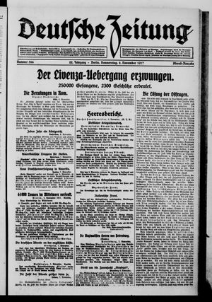 Deutsche Zeitung on Nov 8, 1917