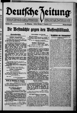 Deutsche Zeitung on Dec 3, 1917