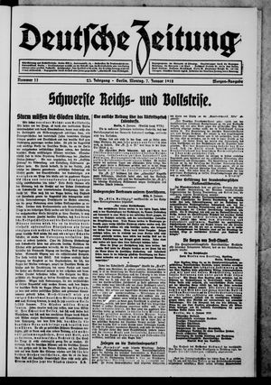 Deutsche Zeitung on Jan 7, 1918