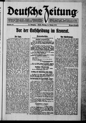 Deutsche Zeitung on Jan 14, 1918