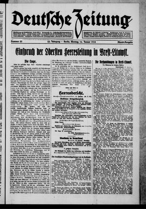 Deutsche Zeitung on Jan 14, 1918