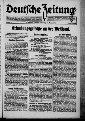 Deutsche Zeitung on Jan 17, 1918