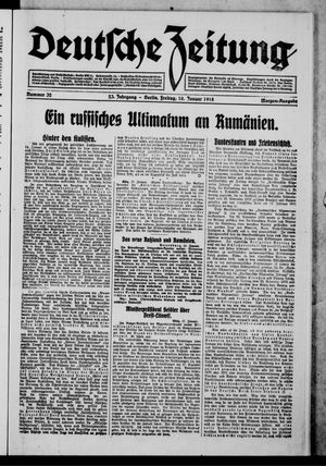 Deutsche Zeitung on Jan 18, 1918