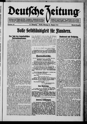 Deutsche Zeitung on Jan 21, 1918