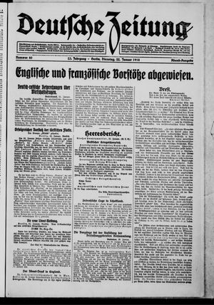 Deutsche Zeitung on Jan 22, 1918