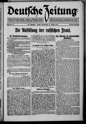 Deutsche Zeitung on Jan 31, 1918
