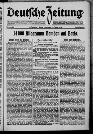 Deutsche Zeitung on Jan 31, 1918