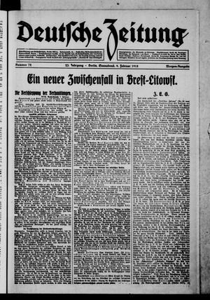 Deutsche Zeitung on Feb 9, 1918