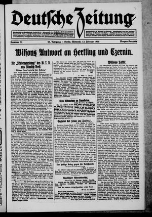Deutsche Zeitung on Feb 13, 1918