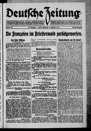Deutsche Zeitung on Feb 13, 1918