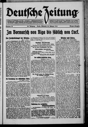 Deutsche Zeitung on Feb 20, 1918
