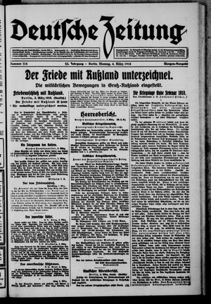 Deutsche Zeitung on Mar 4, 1918