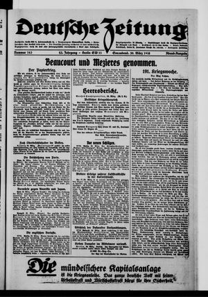 Deutsche Zeitung on Mar 30, 1918