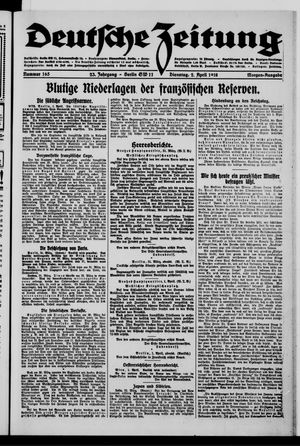 Deutsche Zeitung on Apr 2, 1918