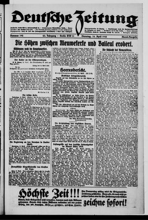 Deutsche Zeitung on Apr 16, 1918