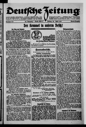 Deutsche Zeitung vom 26.04.1918
