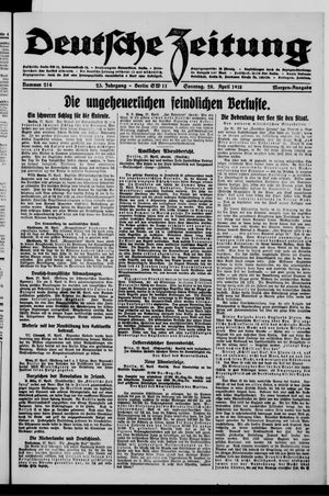 Deutsche Zeitung on Apr 28, 1918
