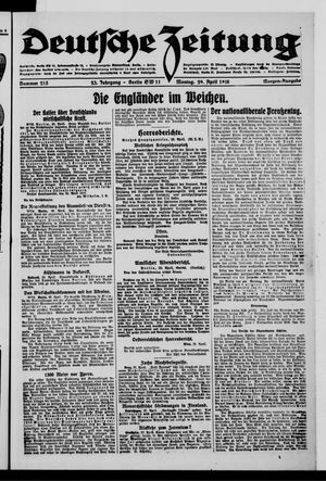 Deutsche Zeitung on Apr 29, 1918