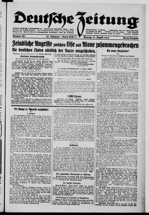 Deutsche Zeitung on Aug 19, 1918