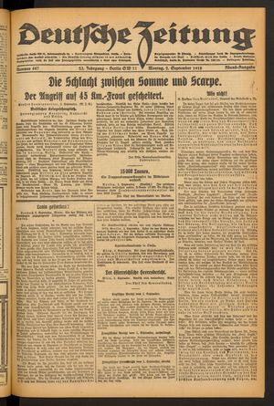 Deutsche Zeitung vom 02.09.1918