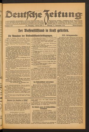 Deutsche Zeitung on Nov 11, 1918
